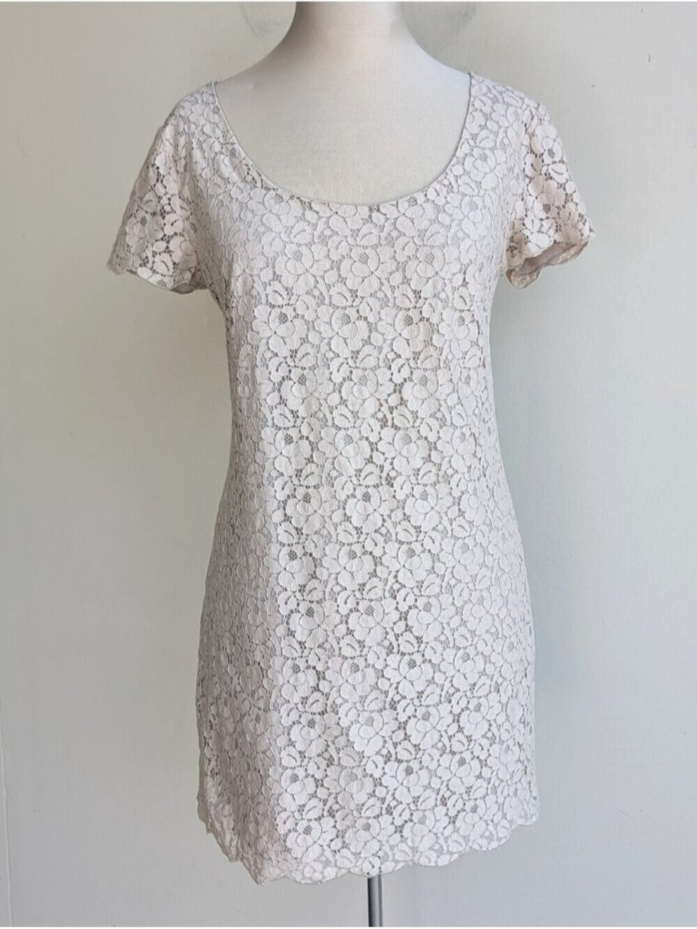 Aritzia Talula Lace Mini Dress in Cream